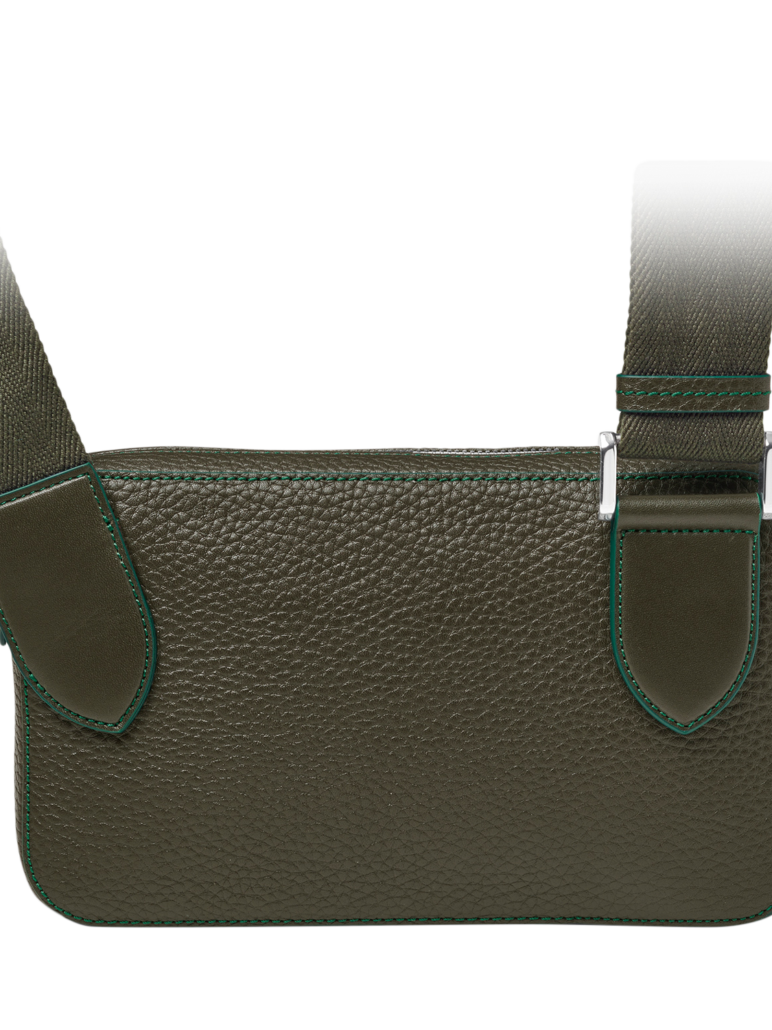 Product image 3 of 5, which shows Aspinal of London Compact Pebble Leather Reporter Bag, Forest Green