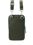 Aspinal of London Reporter Pebble Leather Crossbody Phone Bag, Forest Green