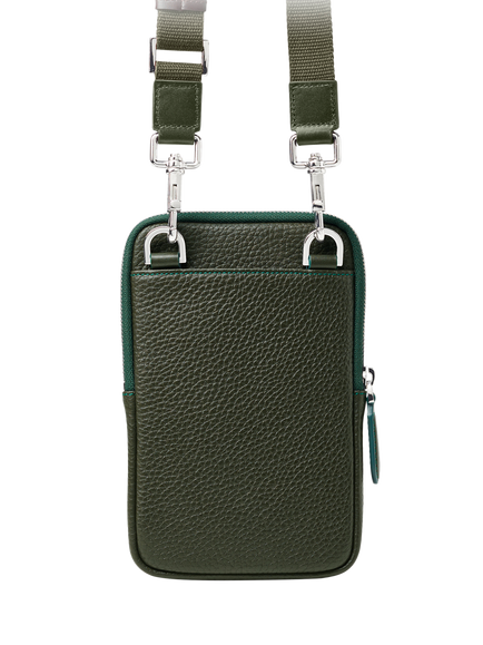 Aspinal of London Reporter Pebble Leather Crossbody Phone Bag - view 2, Forest Green