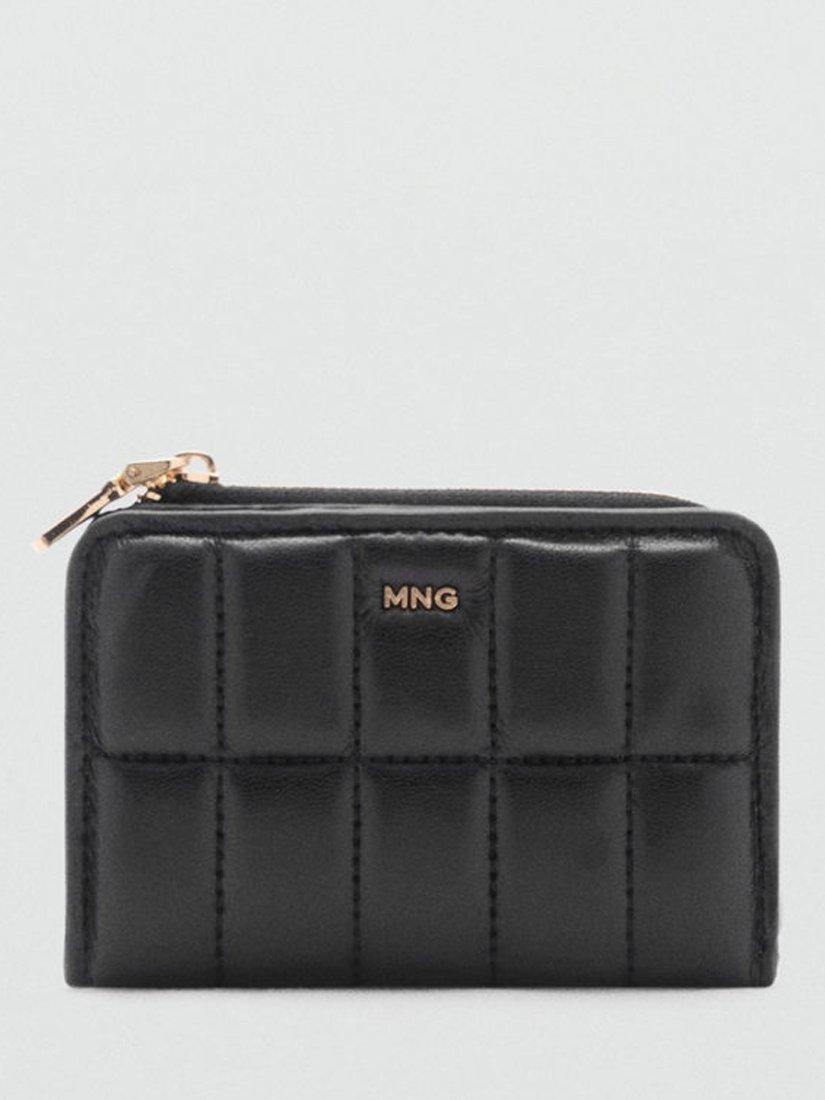 Product image 1 of 3, which shows Mango Praline Quilted Purse, Black