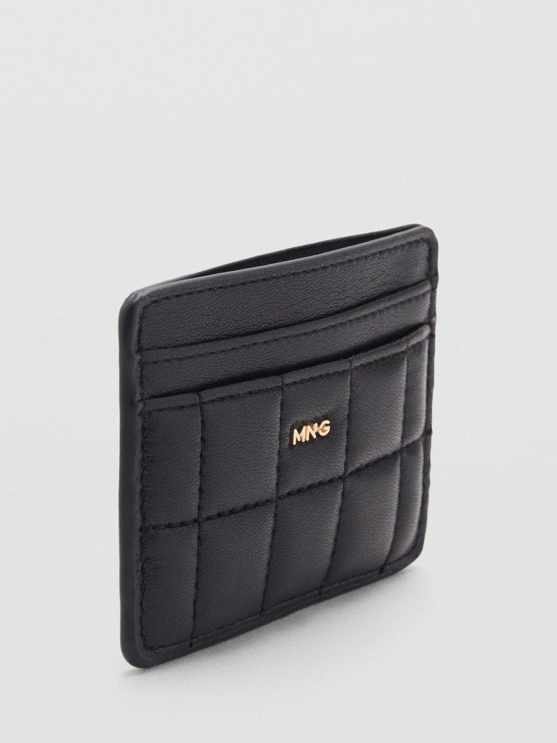 Product image 2 of 3, which shows Mango Praline Quilted Card Holder, Black