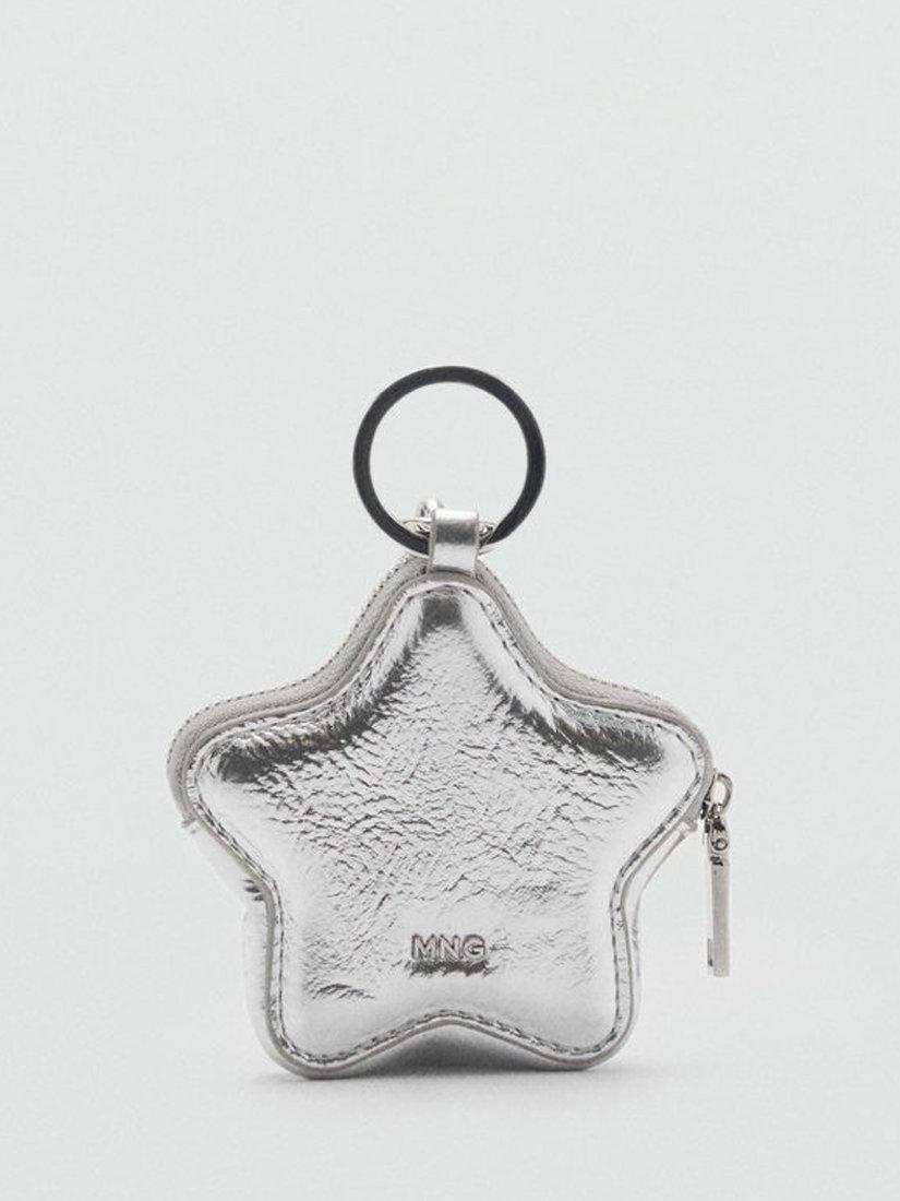 Product image 1 of 3, which shows Mango Metallic Star Purse Keyring, Silver