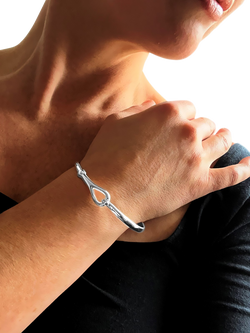 Nina B Hook Tension Bangle, Silver - view 2, Silver