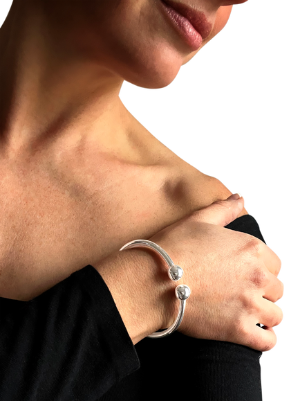 Nina B Torque Bangle, Silver - view 2, Silver
