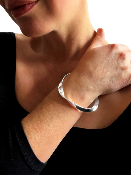 Nina B Twisted Triangle Bangle, Silver - view 2, Silver