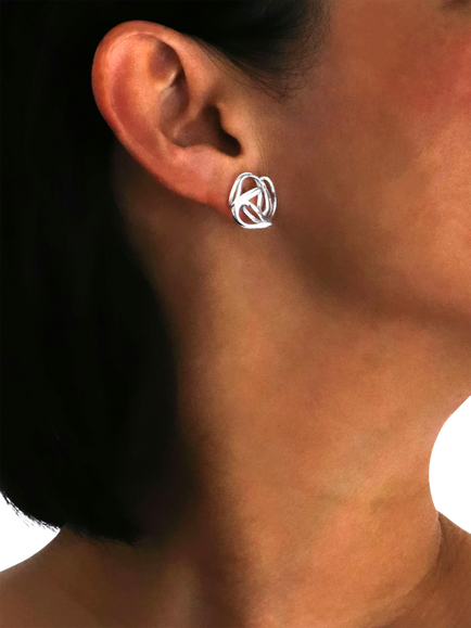Nina B Open Knot Stud Earrings, Large, Silver - view 2, Silver