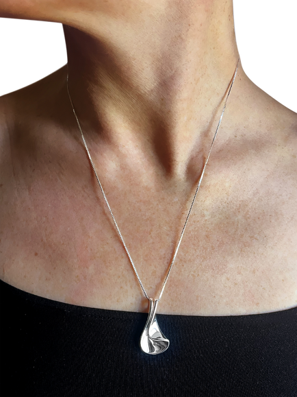 Nina B Folded Pendant, Silver - view 2, Silver