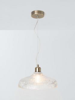 John Lewis Ribbed Glass Pendant Ceiling Light, Clear, Clearglass