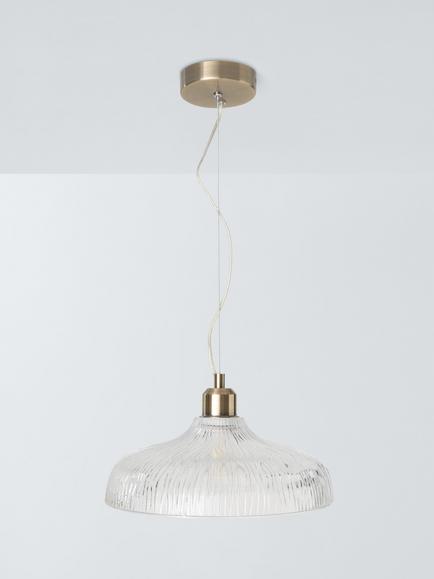 John Lewis Ribbed Glass Pendant Ceiling Light, Clear - view 2, Clearglass