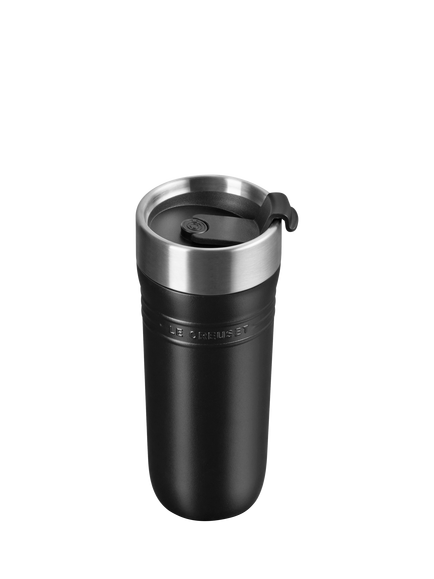 Le Creuset On The Go Stainless Steel Insulated Travel Mug, 350ml - view 2, Matte Black