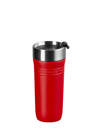 Le Creuset On The Go Stainless Steel Insulated Travel Mug, 350ml, Cerise
