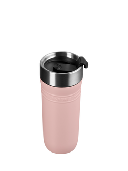 Le Creuset On The Go Stainless Steel Insulated Travel Mug, 350ml - view 2, Shell Pink
