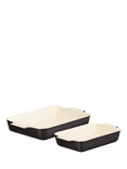Le Creuset Stoneware Rectangular Oven Dish, Set of 2, Satin Black