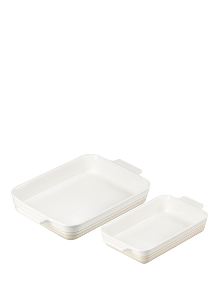 Le Creuset Stoneware Rectangular Oven Dish, Set of 2, Meringue