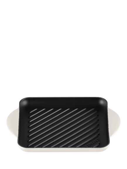 Le Creuset Essentials Cast Iron 24cm Skinny Square Grill, Meringue