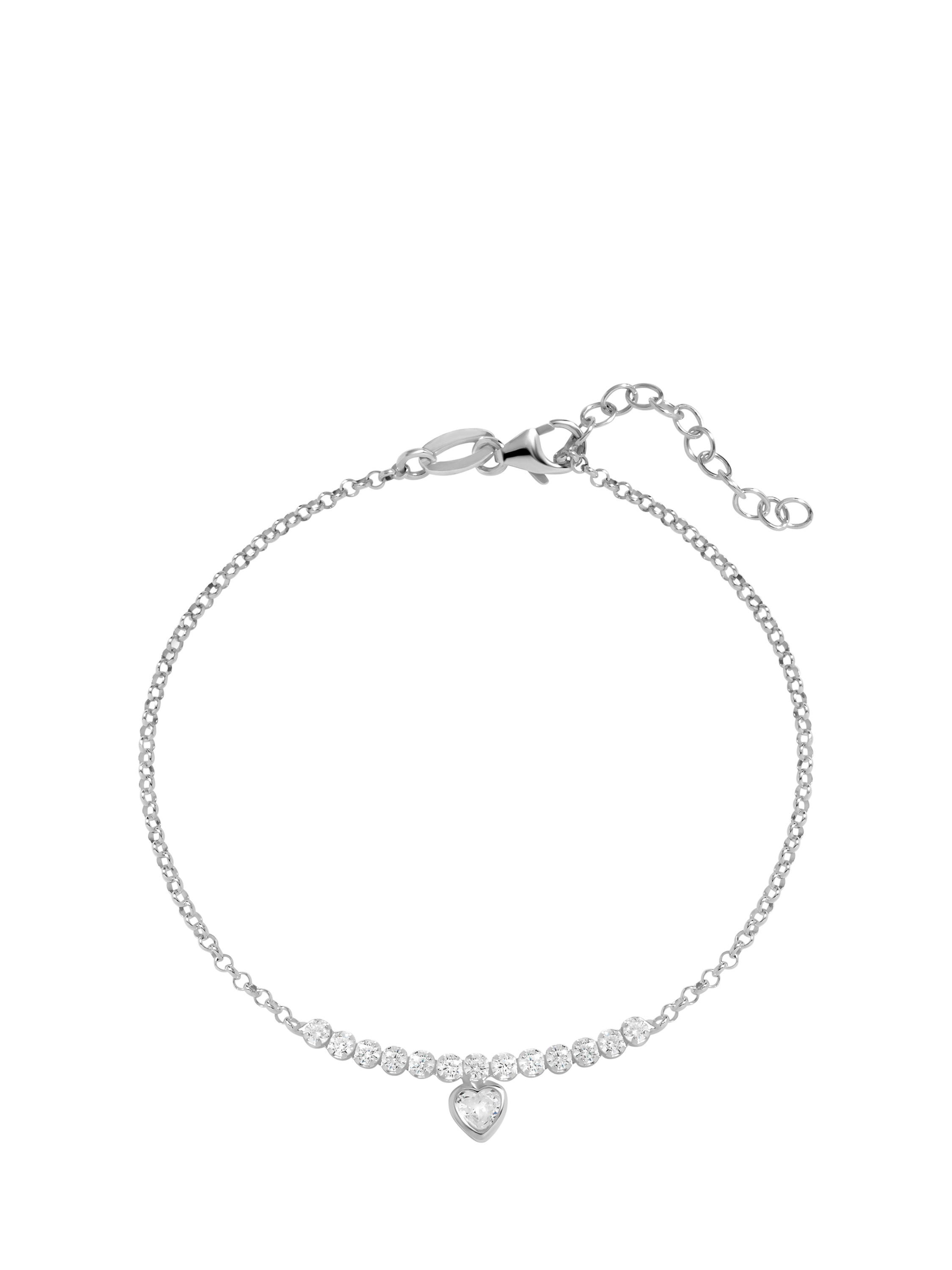 Product image 1 of 2, which shows Simply Silver Cubic Zirconia Mini Tennis Heart Bracelet, Silver