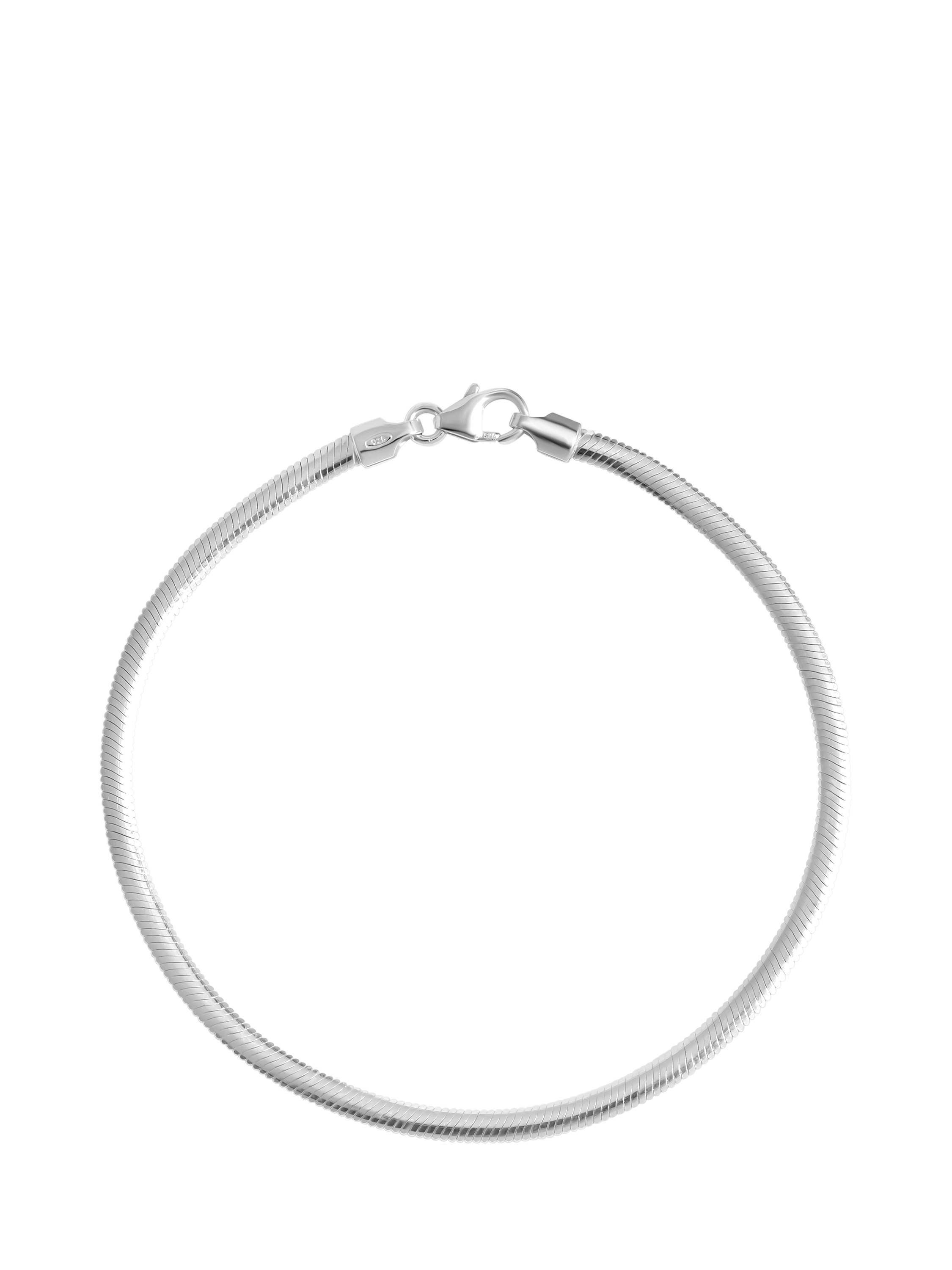 Product image 1 of 4, which shows Simply Silver Fine Flat Snake Chain Bracelet, Silver