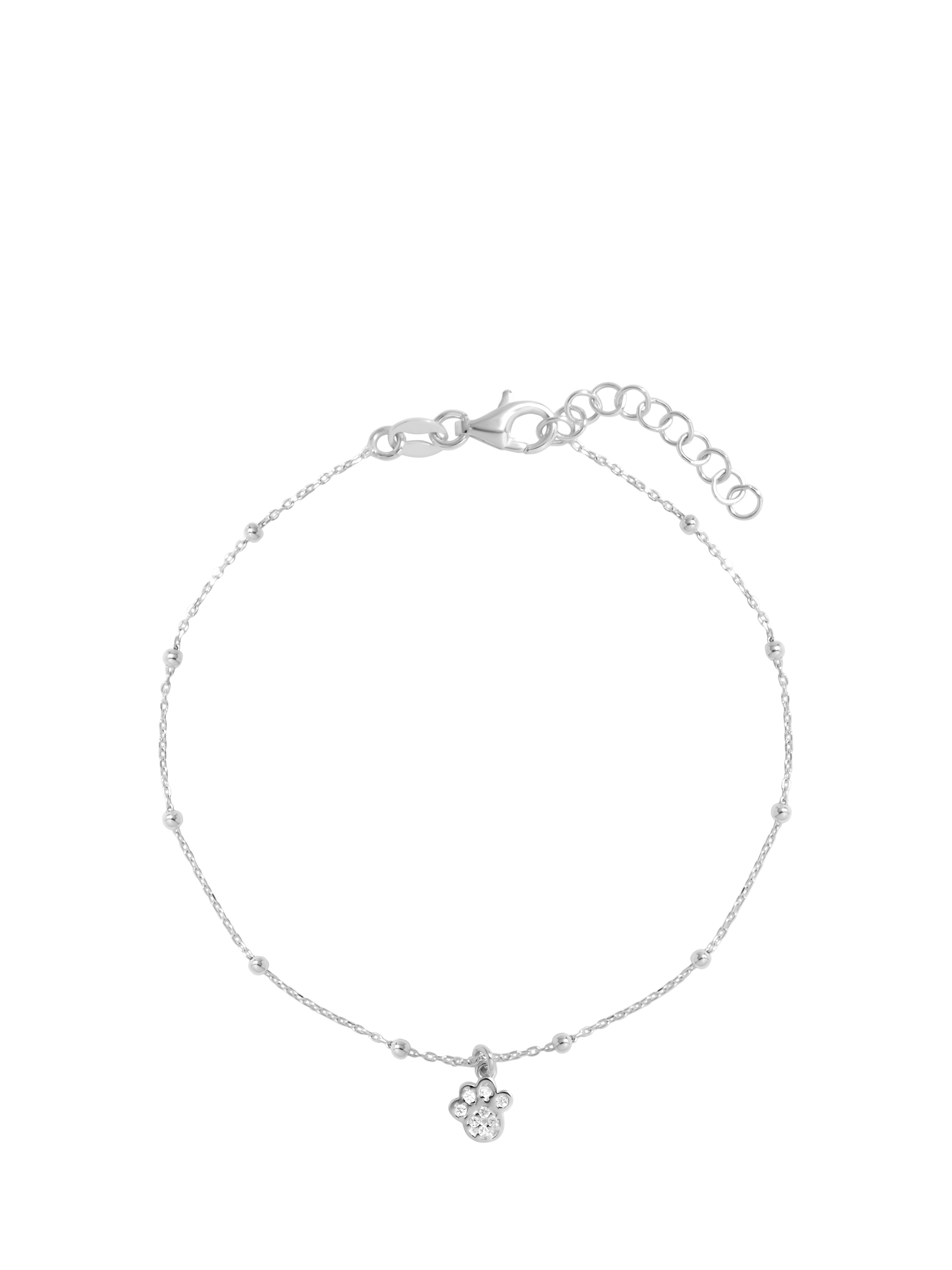 Product image 1 of 3, which shows Simply Silver Cubic Zirconia Paw Print Charm Bracelet, Silver