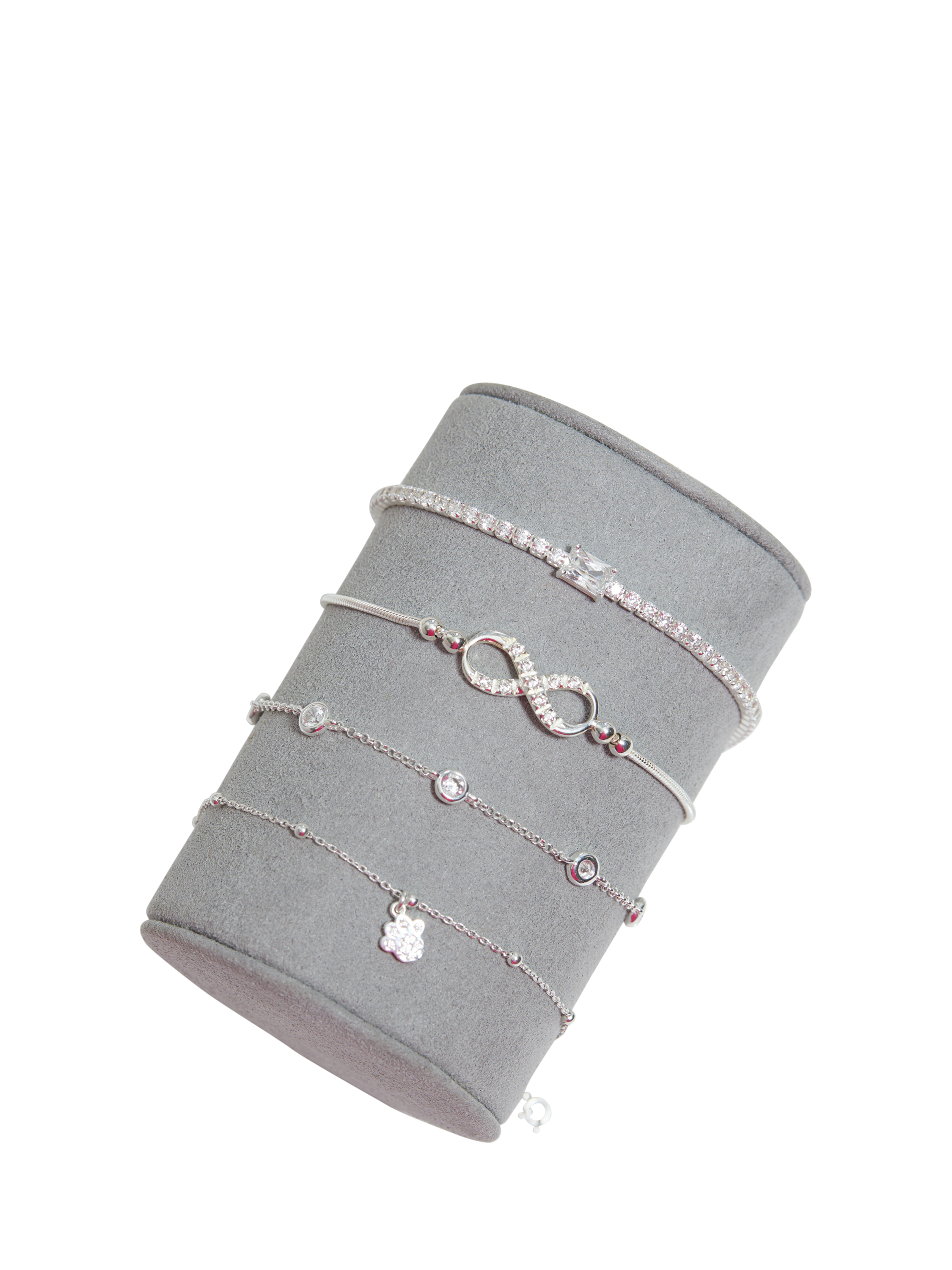 Product image 2 of 3, which shows Simply Silver Cubic Zirconia Paw Print Charm Bracelet, Silver