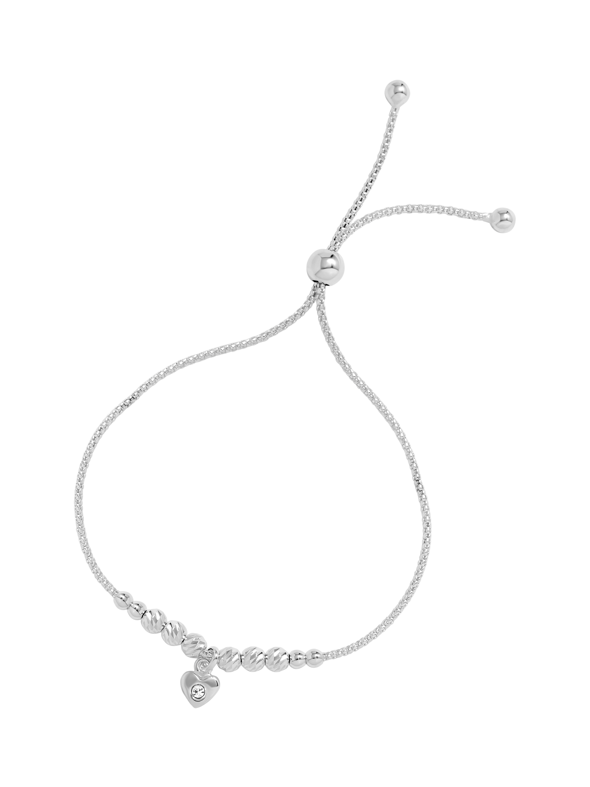 Product image 1 of 2, which shows Simply Silver Polished Textured Heart Bracelet, Silver