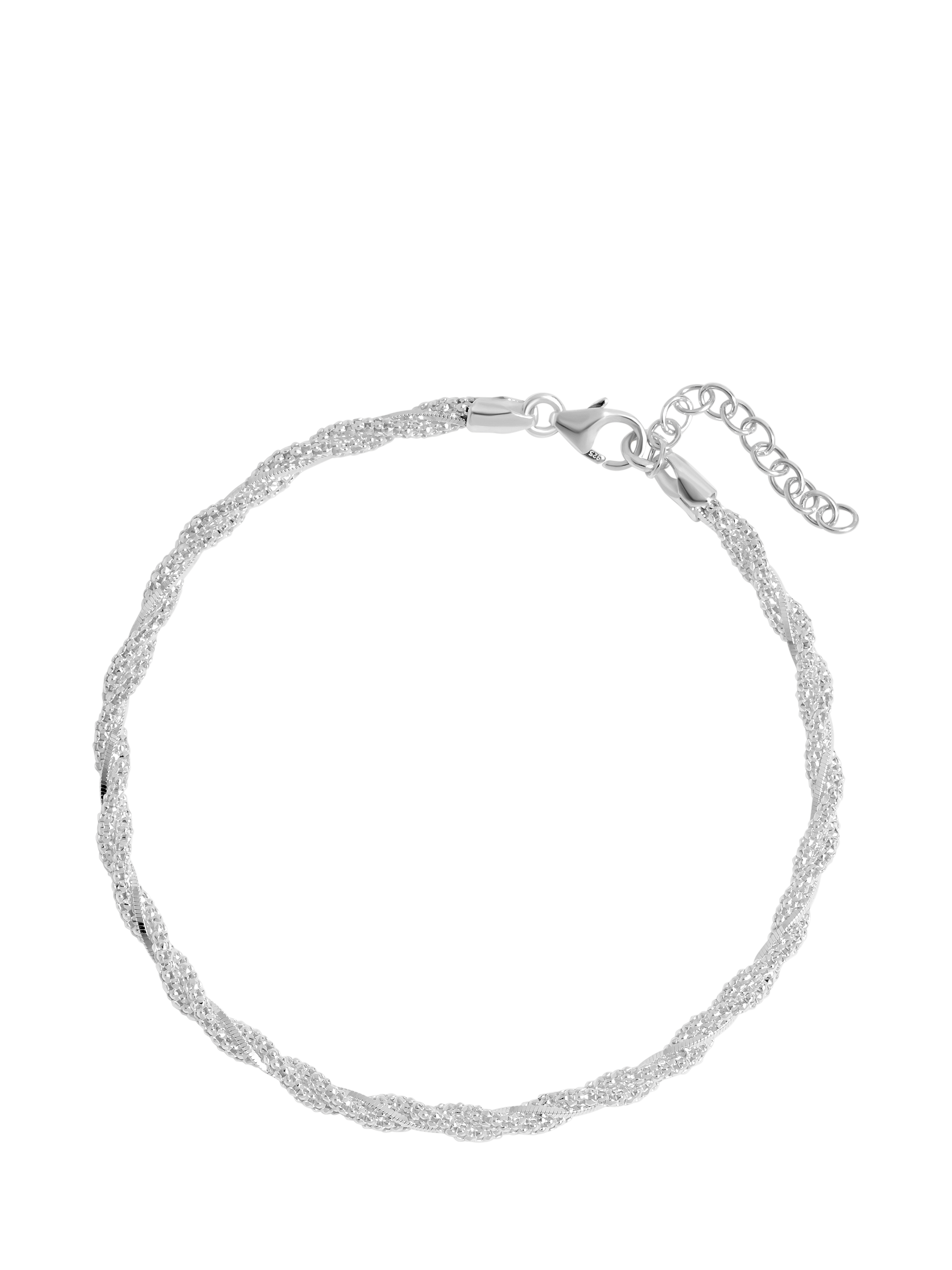 Product image 1 of 4, which shows Simply Silver Textured Twist Rope Chain Bracelet, Silver