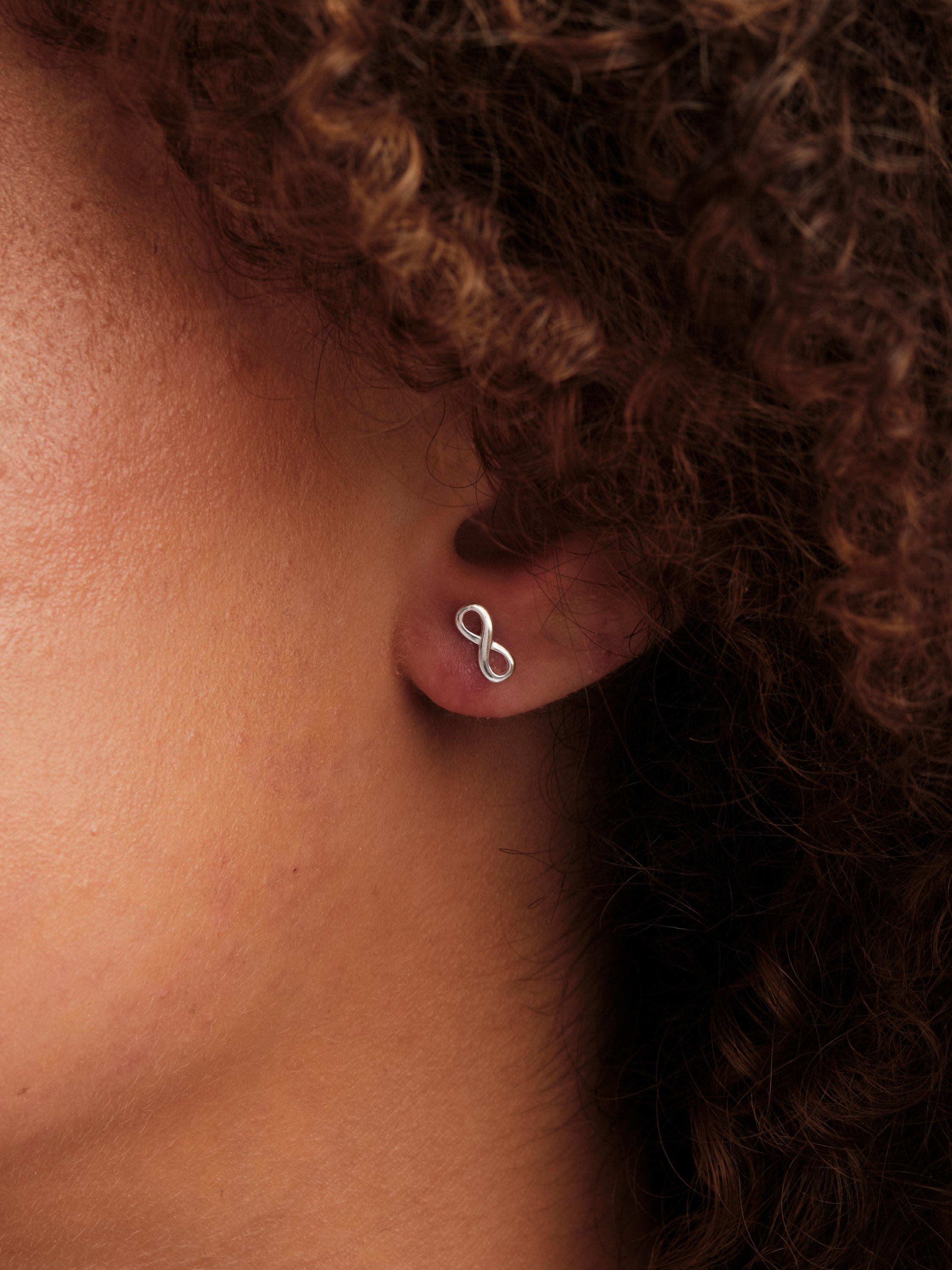 Product image 2 of 3, which shows Simply Silver Infinity Stud Earrings, Silver