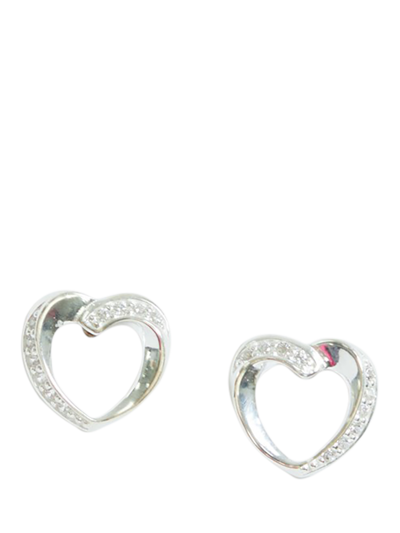 Product image 2 of 2, which shows Simply Silver Cubic Zirconia Twisted Heart Stud Earrings, Silver