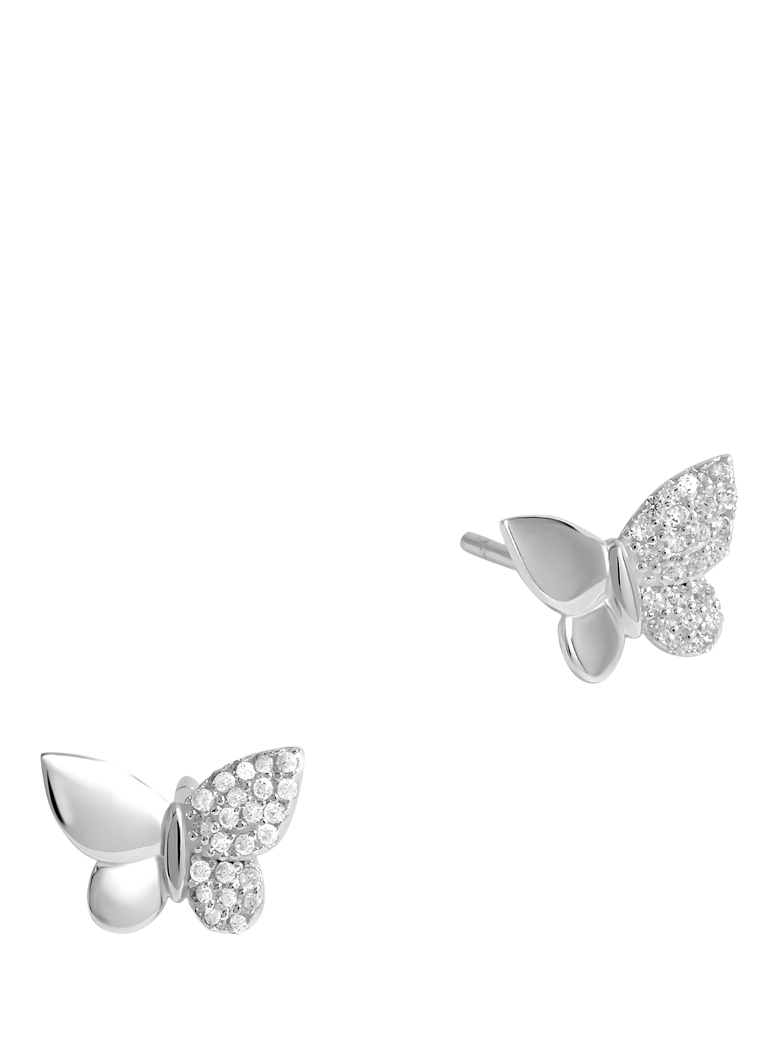 Product image 1 of 3, which shows Simply Silver Pave Butterfly Stud Earrings, Silver