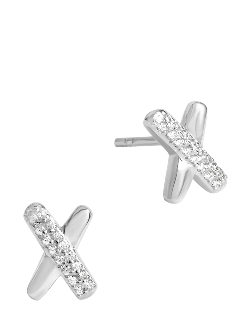 Product image 1 of 1, which shows Simply Silver Polished and Crystal Kiss Stud Earrings, Silver