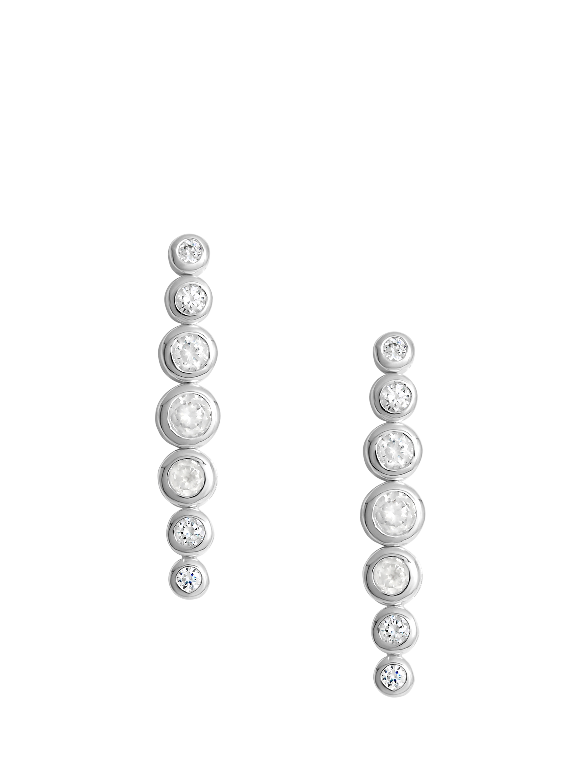 Product image 1 of 3, which shows Simply Silver Cubic  Zirconia Graduated Tennis Drop Earrings, Silver