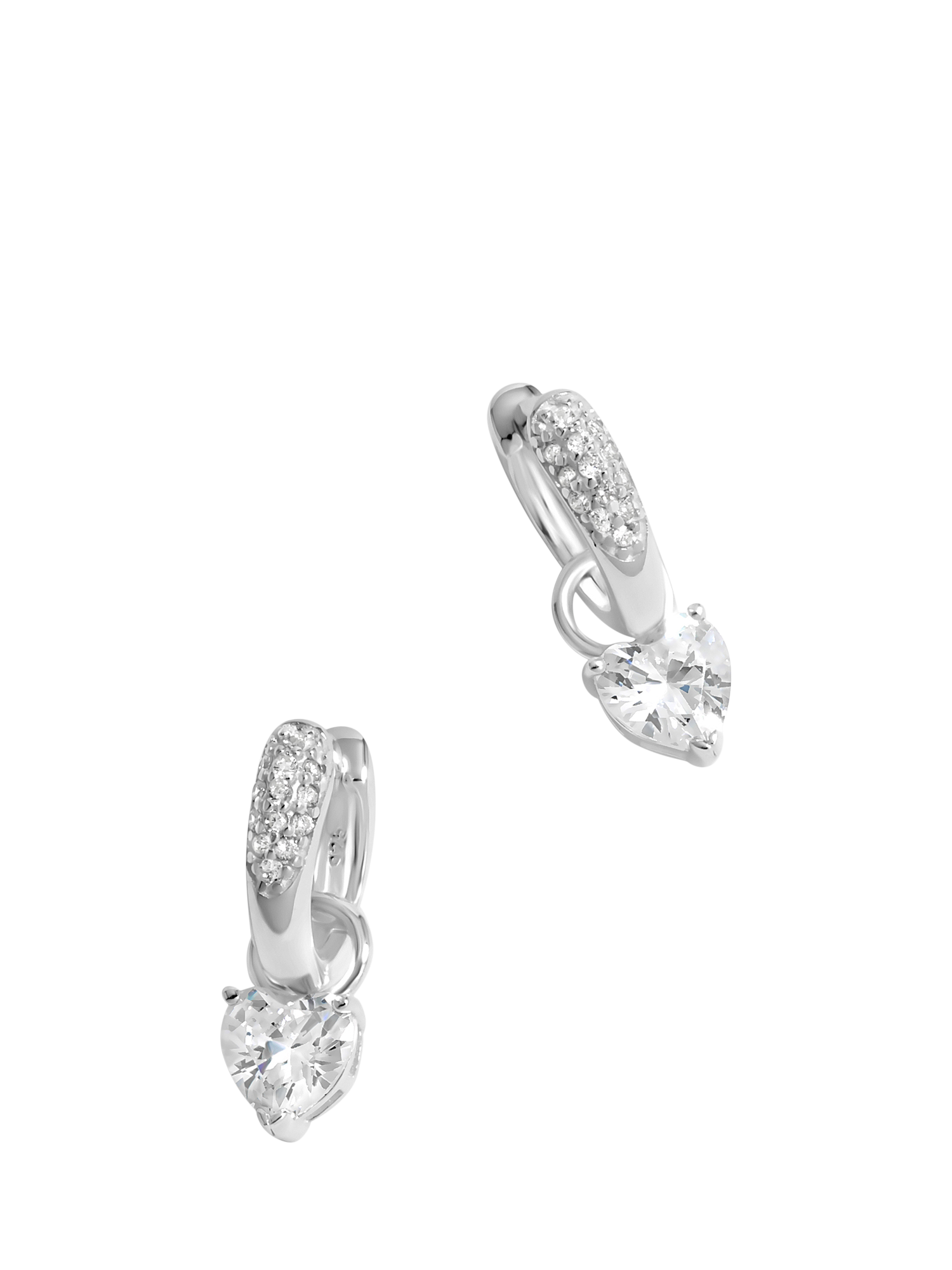 Product image 1 of 3, which shows Simply Silver Cubic Zirconia Heart Hoop Earrings, Silver