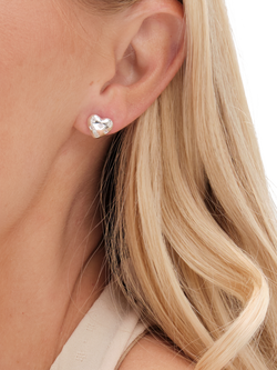 Simply Silver Cubic Zirconia Scattered Stone Heart Stud Earrings, Silver - view 2, Silver