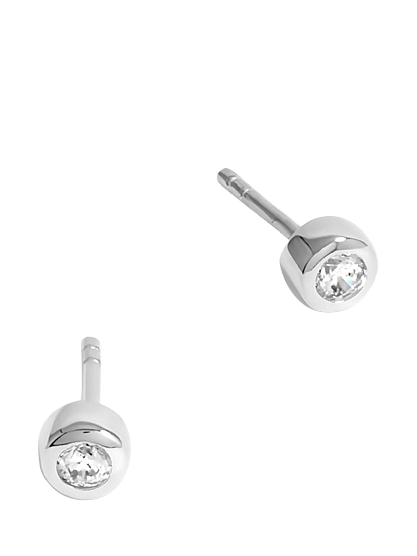 Product image 1 of 3, which shows Simply Silver Polished and Cubic Zirconia Stud Earrings, Silver