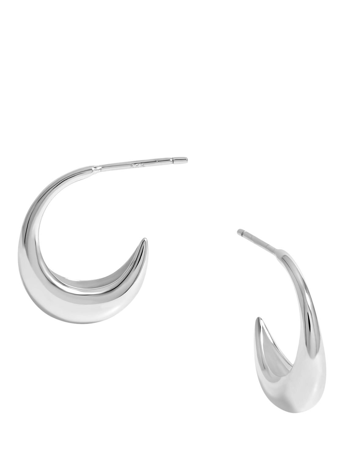Product image 1 of 3, which shows Simply Silver Polished Curved Hoop Earrings, Silver