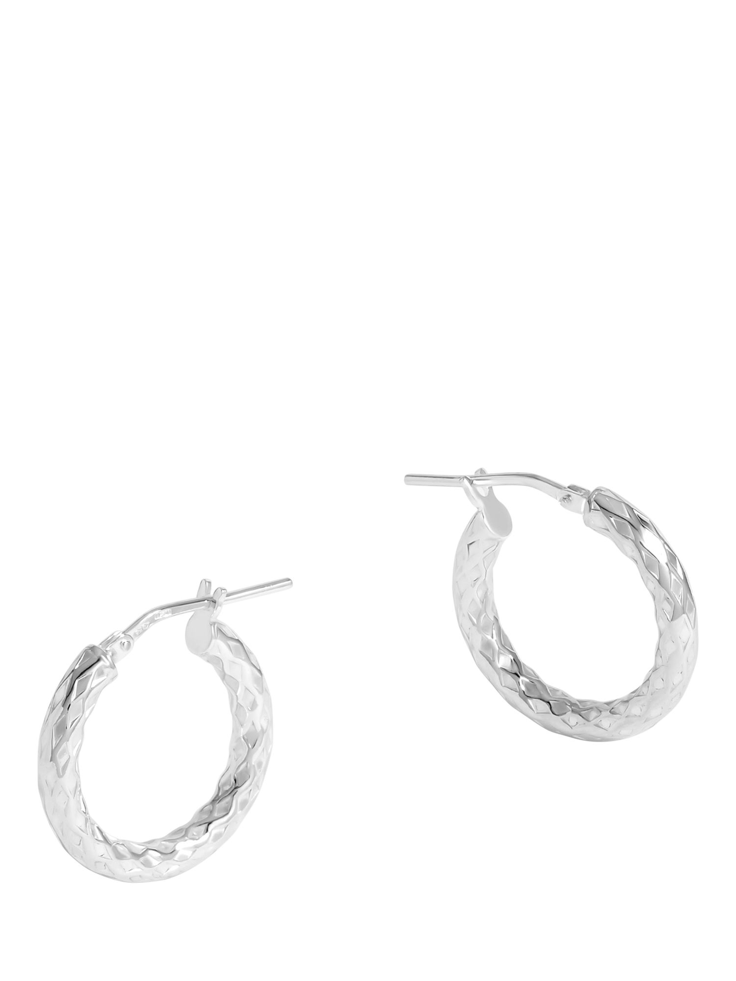 Product image 1 of 3, which shows Simply Silver Diamond Cut Mini Hoop Earrings, Silver