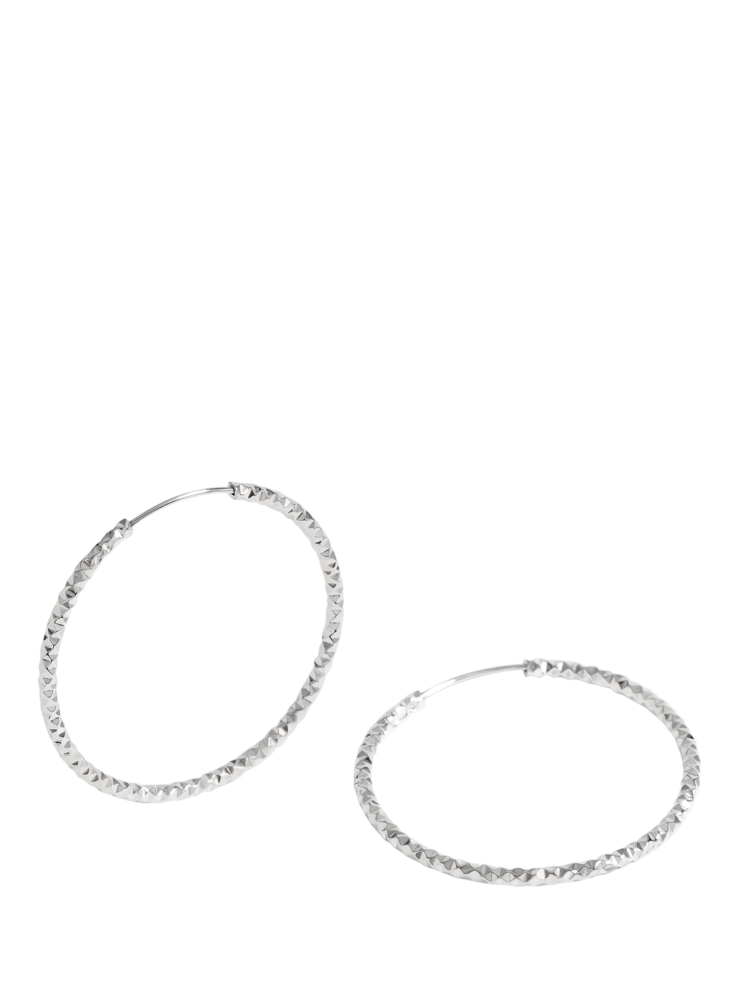 Product image 1 of 4, which shows Simply Silver Polished Diamond Cut Large Hoop Earrings, Silver