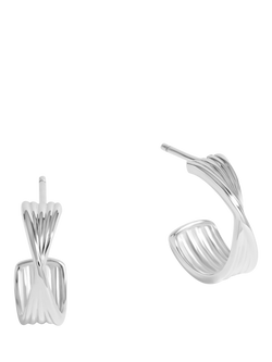 Simply Silver Polished Twist Hoop Earrings, Silver, Silver