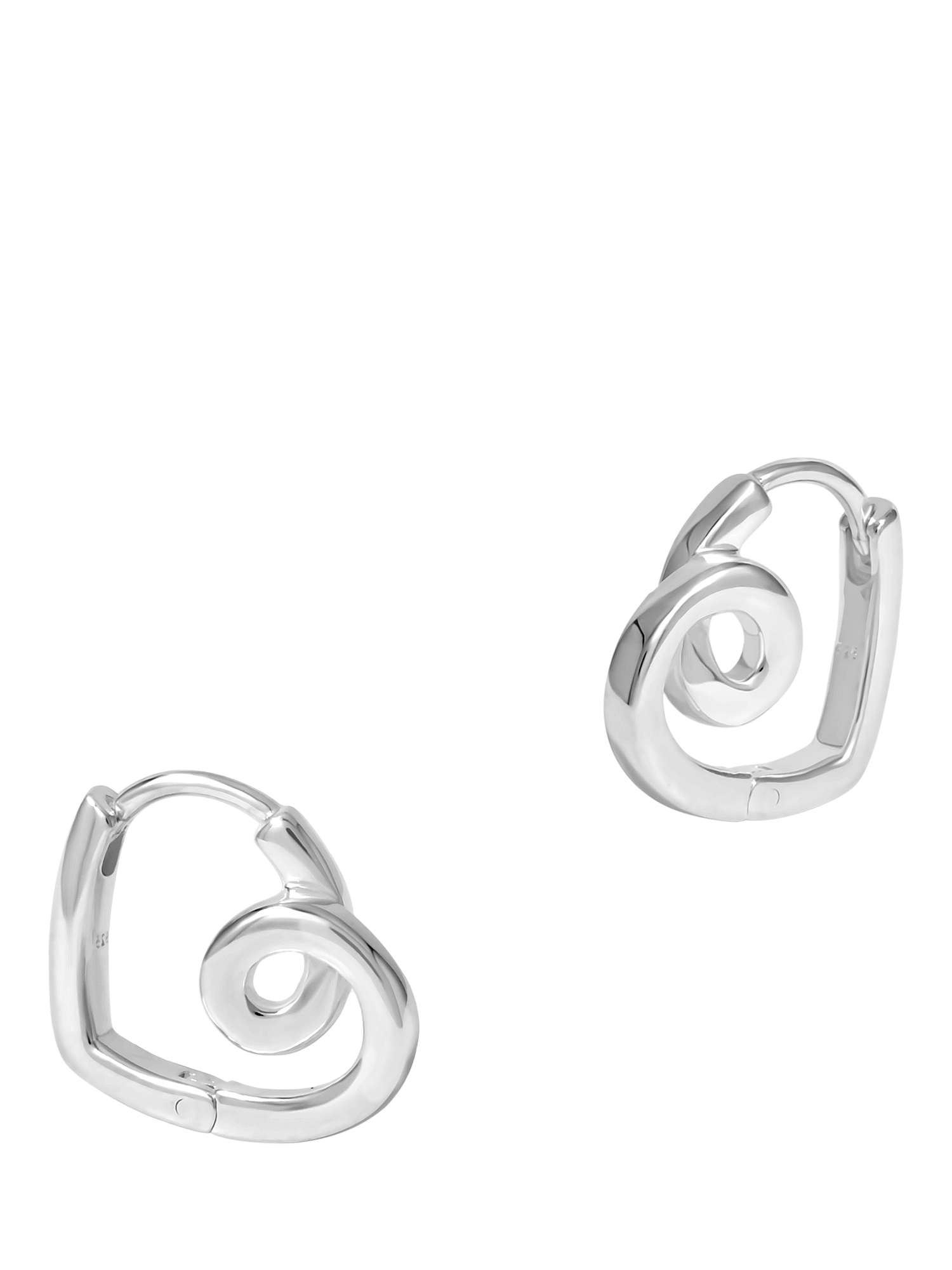 Product image 1 of 3, which shows Simply Silver Swirl Heart Hoop Earrings, Silver