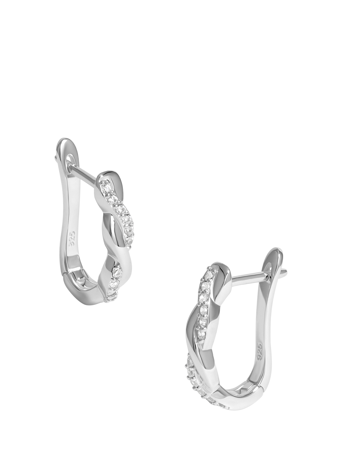 Product image 1 of 3, which shows Simply Silver Plaited Hoop Earrings, Silver