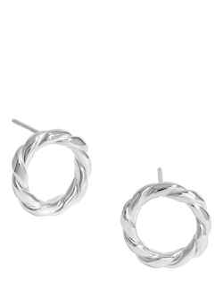 Simply Silver 925 Sterling Silver Polished Twisted Wreath Stud Earrings, Silver, Silver