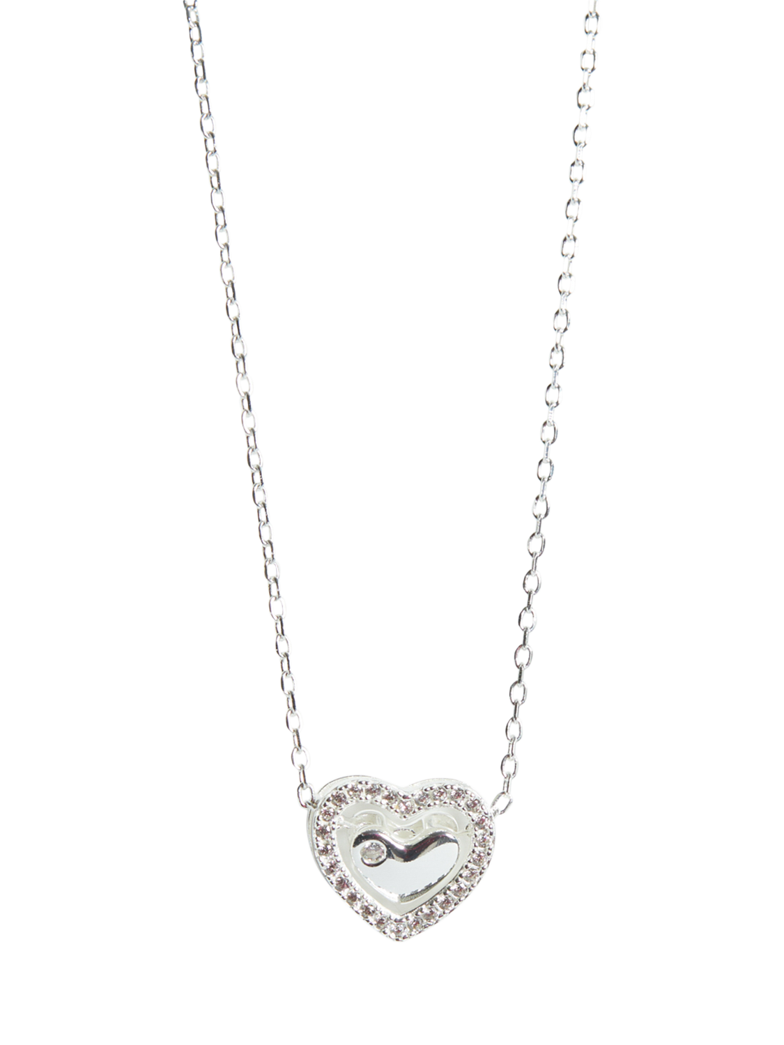 Product image 2 of 3, which shows Simply Silver Cubic Zirconia Heart Halo Pendant Necklace, Silver