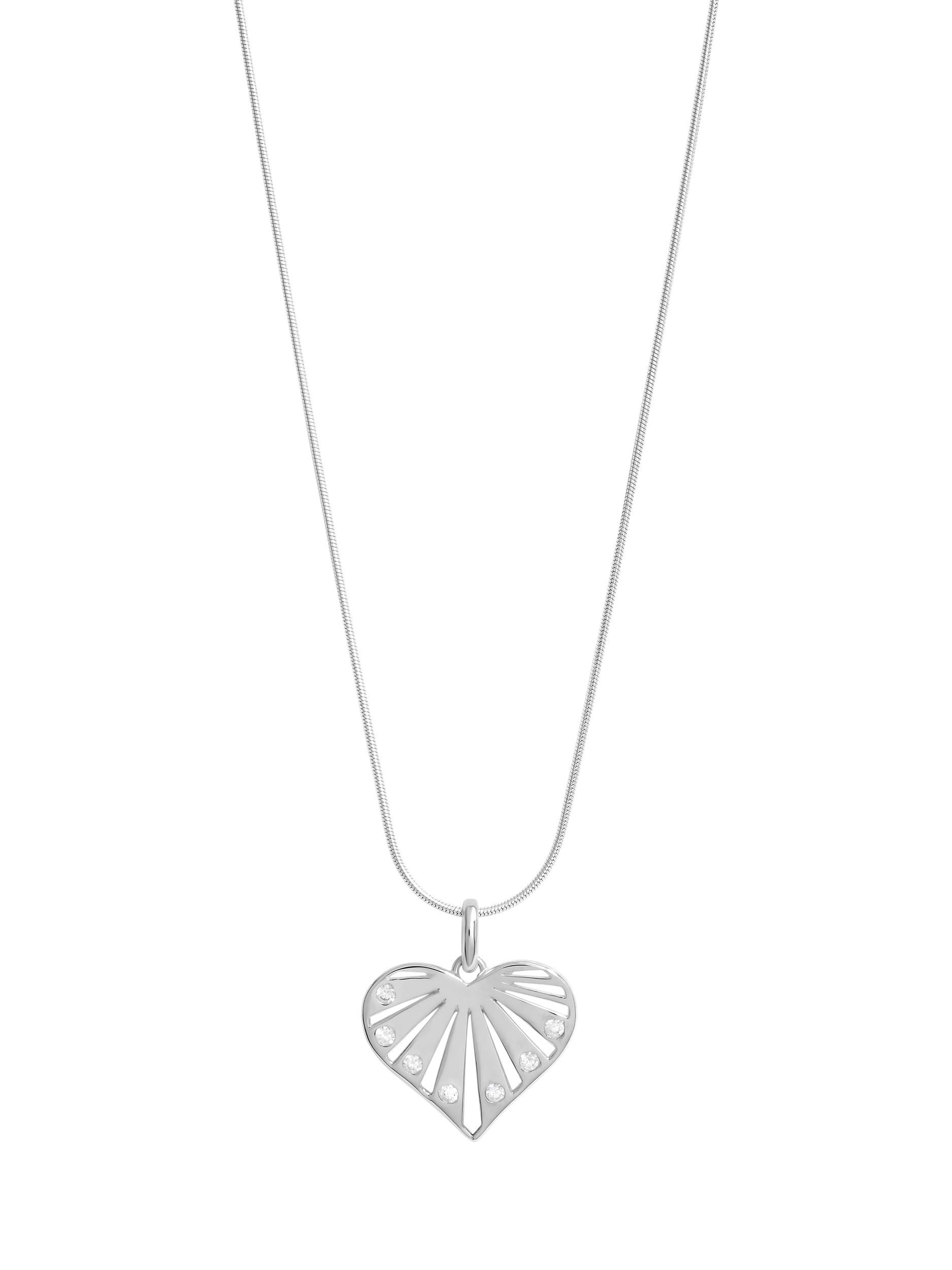 Product image 1 of 3, which shows Simply Silver Cut Out Heart Pendant Necklace, Silver