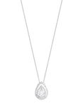 Simply Silver Cubic Zirconia Pear Double Halo Pendant Necklace, Silver