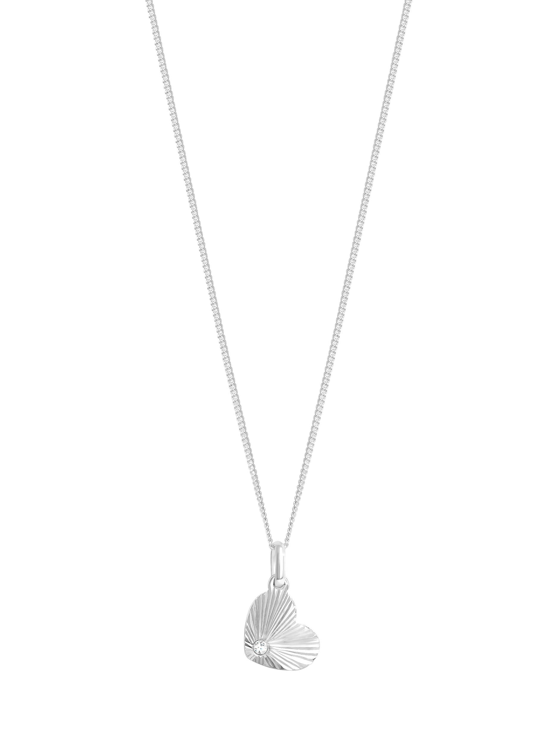 Product image 1 of 3, which shows Simply Silver Diamond Cut Heart Pendant Necklace, Silver