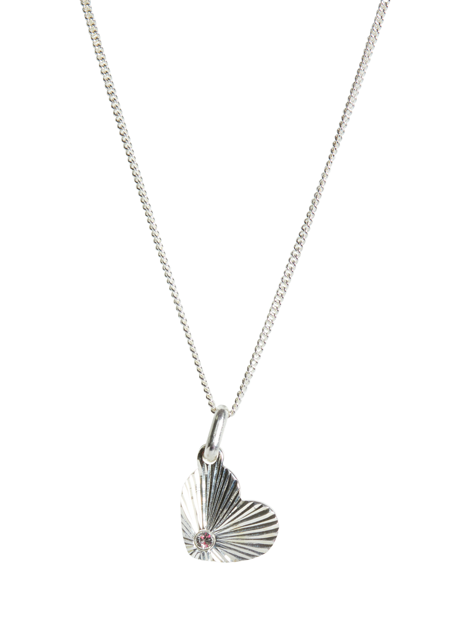 Product image 2 of 3, which shows Simply Silver Diamond Cut Heart Pendant Necklace, Silver