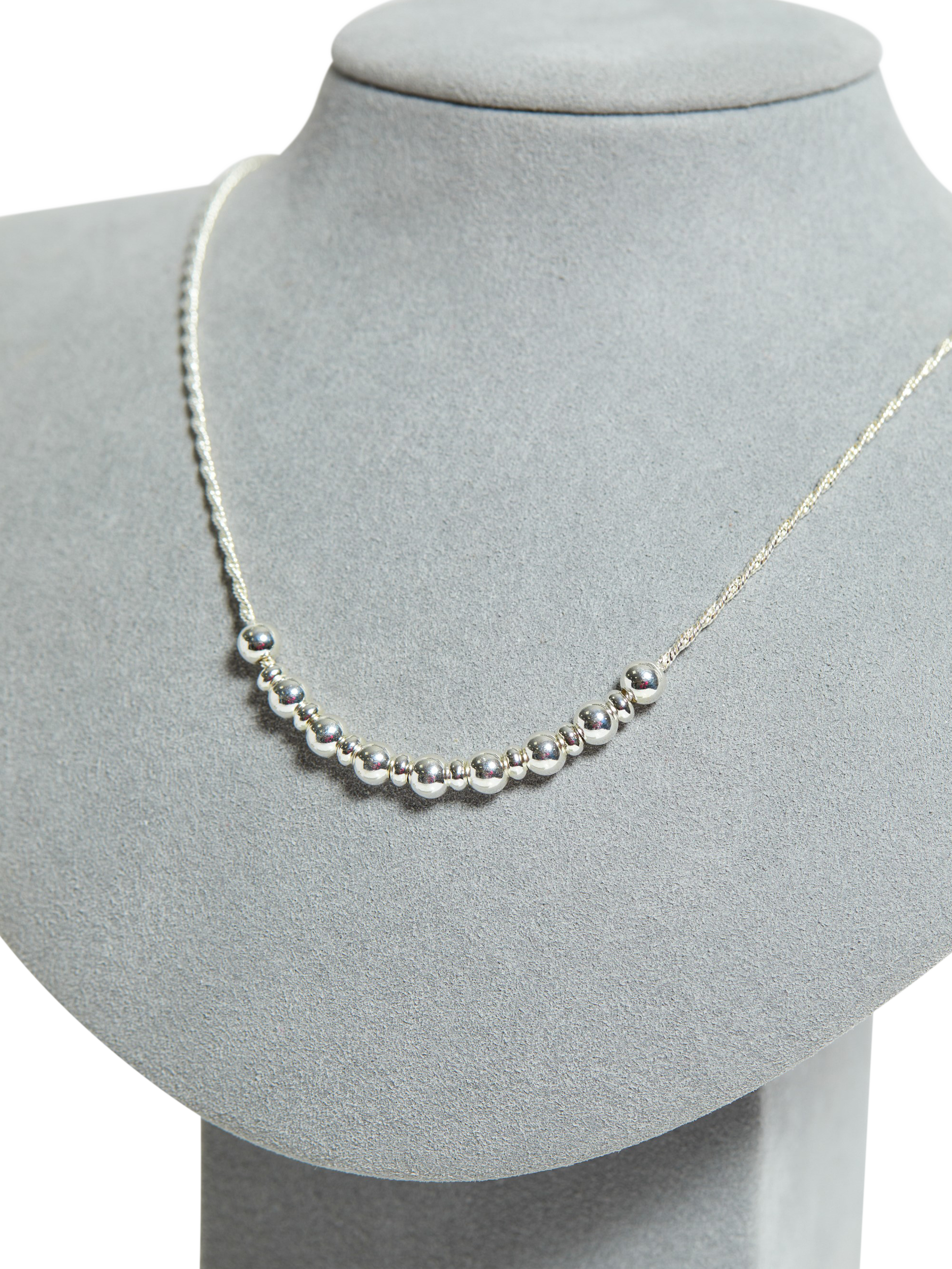 Product image 2 of 3, which shows Simply Silver Rope Textured Ball Necklace, Silver
