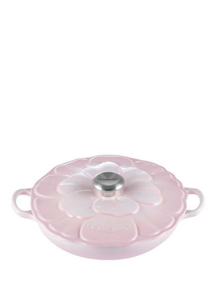 Le Creuset Cast Iron Petal Signature Shallow Casserole, 26cm, Shell Pink