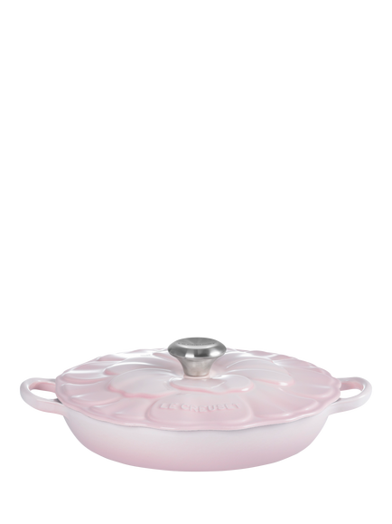 Le Creuset Cast Iron Petal Signature Shallow Casserole, 26cm - view 2, Shell Pink