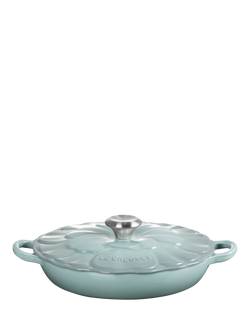 Le Creuset Cast Iron Petal Signature Shallow Casserole, 26cm - view 2, Sea Salt