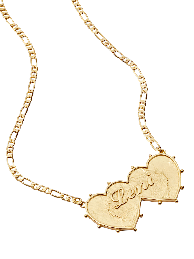 Product image 1 of 2, which shows Daisy London Daisy x Shrimps Personalised Double Heart Pendant Necklace